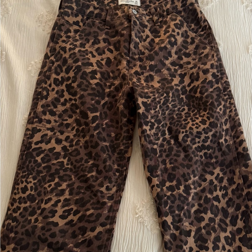 Abercrombie & Fitch Leopard Print Jeans - Brown and Black